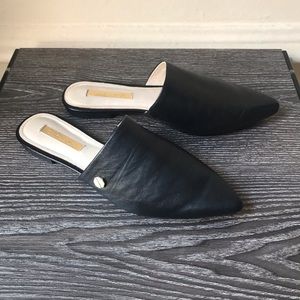Louise et Cie | Black Leather Slide Flats | 8/8.5